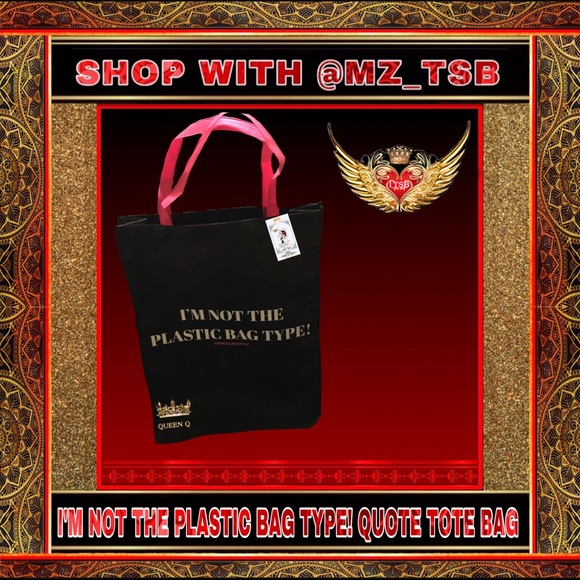 🆕 💗🖤💗NWT I’M NOT THE PLASTIC BAG TYPE! QUOTE TOTE BAG 💗🖤💗 - Picture 3 of 5